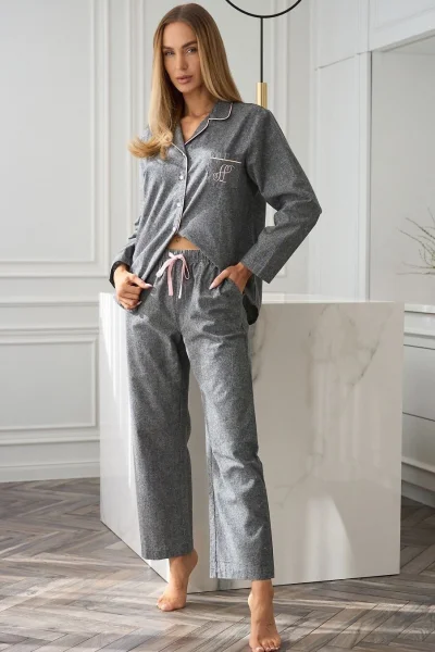 Dámské pyžamové kalhoty 2534 - bavlna - Šedá