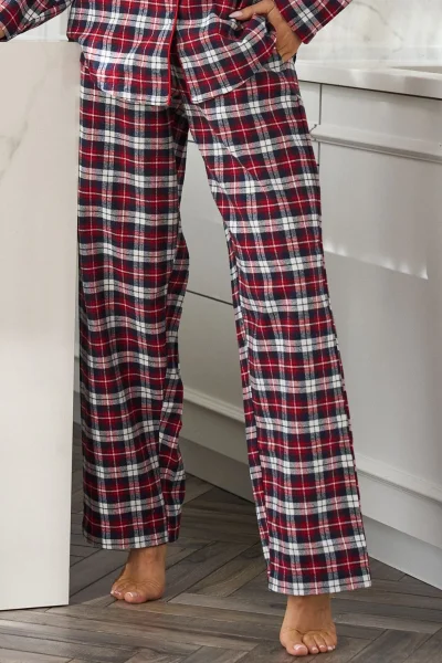 Propínací dámské pyžamo Roxy - flanelová bavlna - Červená