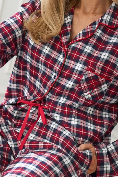 Propínací dámské pyžamo Roxy - flanelová bavlna - Červená