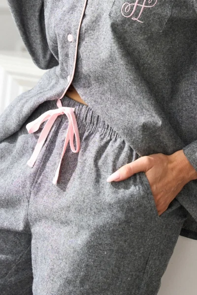 Dámské propínací pyžamo Coco - Šedá