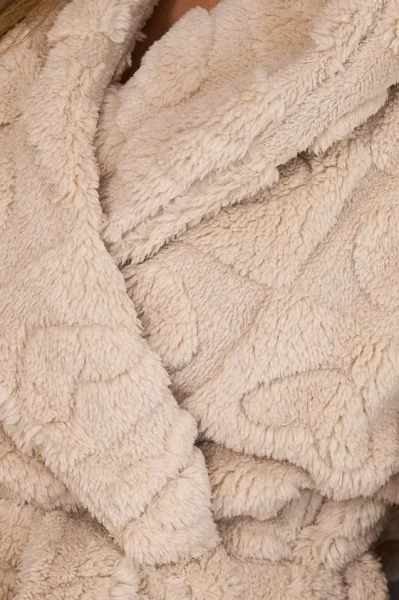 LIGBEI Teplý a huňatý dámský župan Valentine - s kapucí - Světle béžová