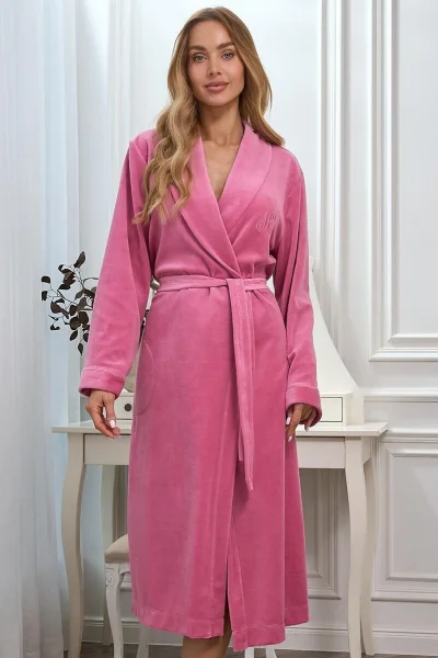 Dámský župan 2620 - velur - Tmavě růžová
