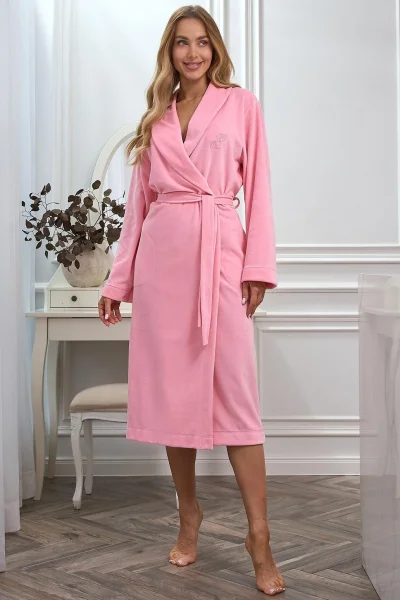 Dámský župan 2620 - velur - Světle růžová