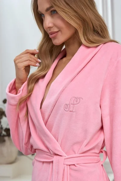 Dámský župan 2620 - velur - Světle růžová