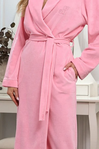 Dámský župan 2620 - velur - Světle růžová