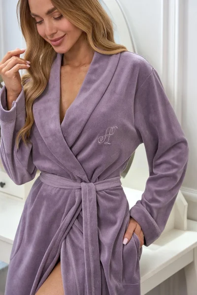 Dámský župan 2620 - velur - Fialová