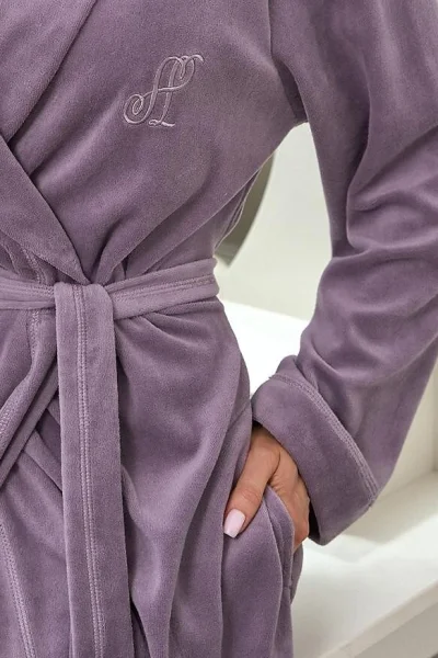 Dámský župan 2620 - velur - Fialová