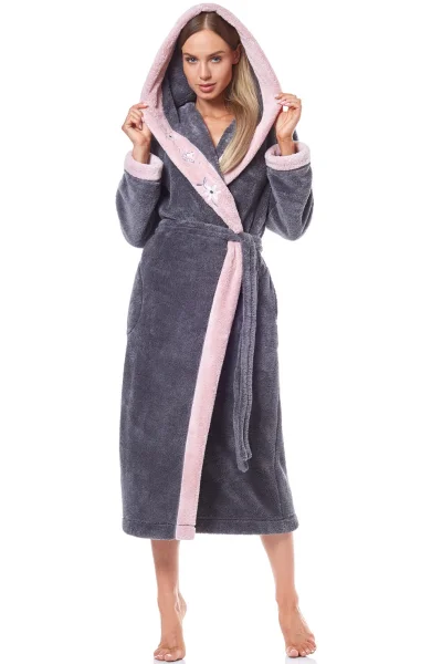 Dámský župan 9145 - dlouhý - Tmavě šedá