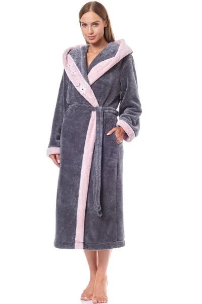 Dámský župan 9145 - dlouhý - Tmavě šedá