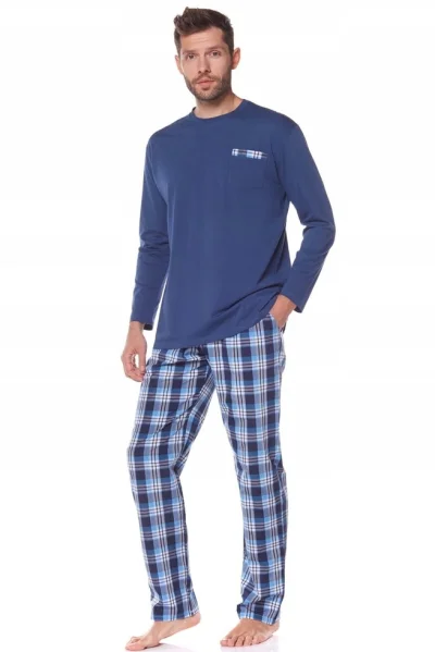 Pánské pyžamo 2166 Pocket - bavlna - Modrá