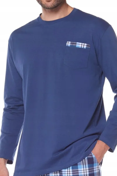 Pánské pyžamo 2166 Pocket - bavlna - Modrá