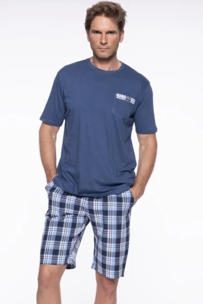 Pánské pyžamo 2166 Pocket - bavlna - Modrá