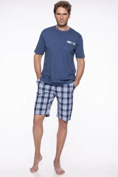 Pánské pyžamo 2166 Pocket - bavlna - Modrá