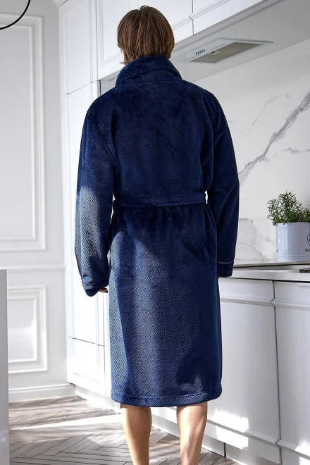 Pánský dlouhý župan Elegant - Tmavě modrá