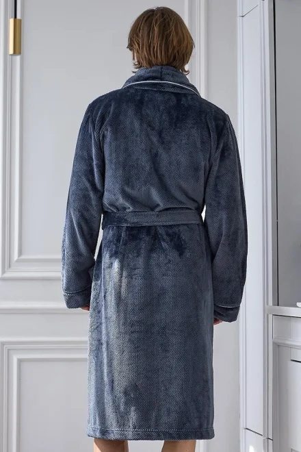 Pánský dlouhý župan Elegant - Tmavě šedá