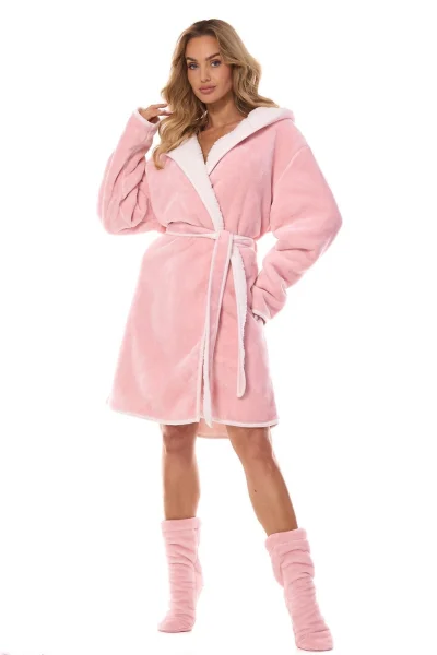 Extra teplé dámské ponožky Hoodie - Světle růžová