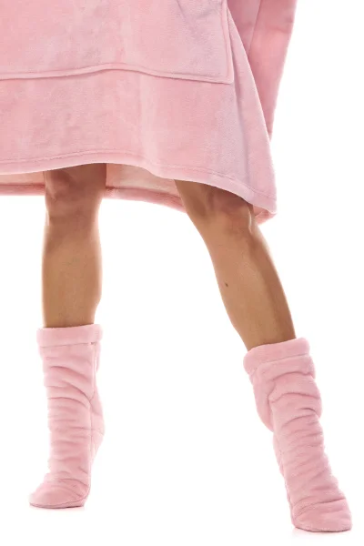 Extra teplé dámské ponožky Hoodie - Světle růžová