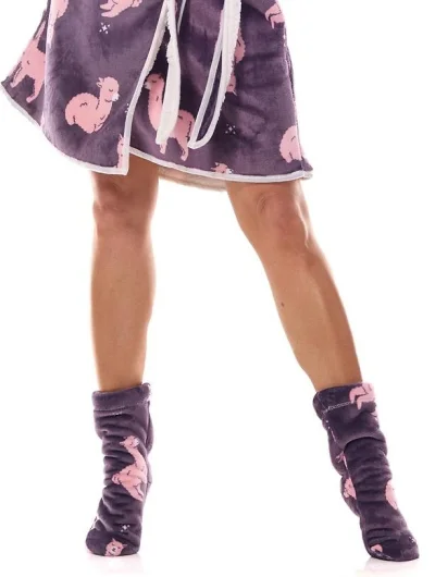Extra teplé dámské ponožky Hoodie - Fialovo-růžová