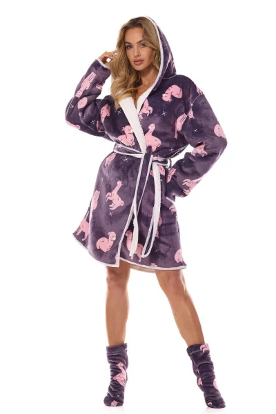 Extra teplé dámské ponožky Hoodie - Fialovo-růžová