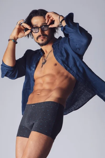 2 PACK boxerky M-1078 - Tmavě modrá-šedá