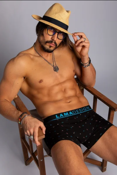 2 PACK boxerky M-1068 - Černo-modrá