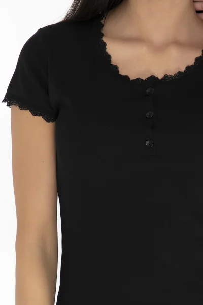 Dámské triko 401 - s knoflíčky - Černá