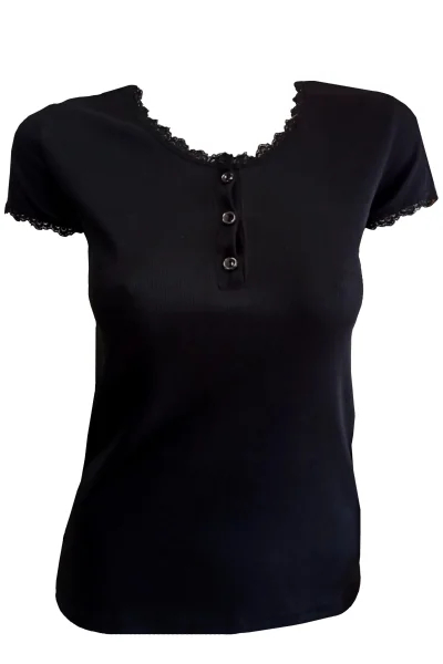 Dámské triko 401 - s knoflíčky - Černá