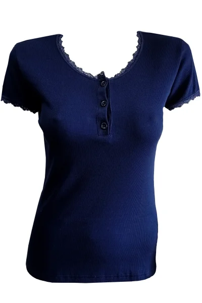 Dámské triko 401 - s knoflíčky - Tmavě modrá