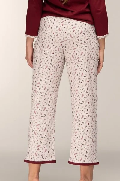 Dámské pyžamo Wildflower - bavlna - Červeno-krémová