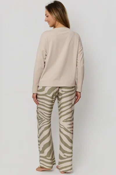 Dámské dlouhé pyžamo Selene - bavlna - Béžová