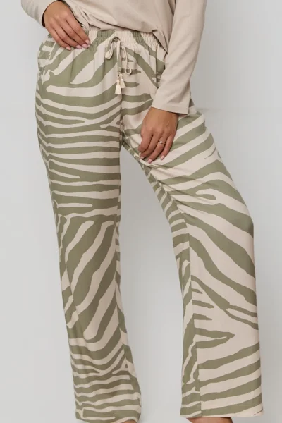 Dámské dlouhé pyžamo Selene - bavlna - Béžová