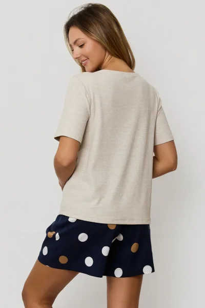 Dámské pyžamo Oceane - viskóza - Béžovo-modrá