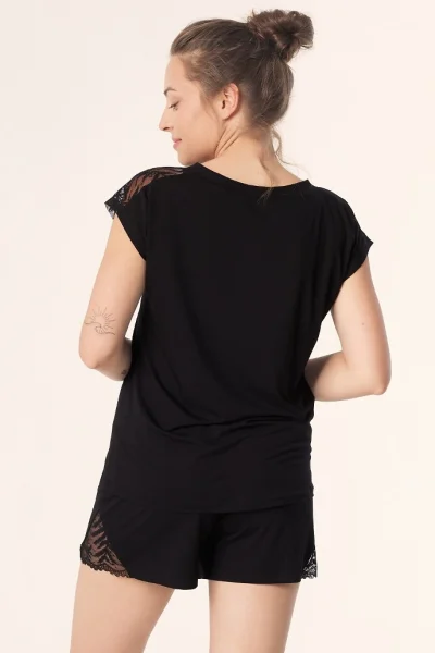 Dámské krajkové pyžamo Petra - viskóza - Černá