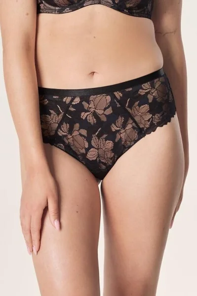 Brazilky Hanna - vyšší pas - Černo-béžová