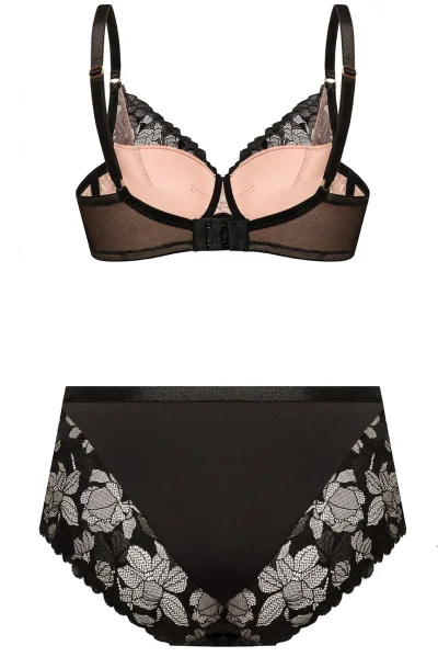 Kalhotky Hanna - vyšší pas - Černo-béžová