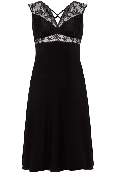 Noční košilka s rozparkem Petra - viskóza - Černá