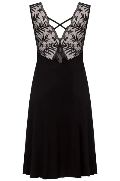 Noční košilka s rozparkem Petra - viskóza - Černá