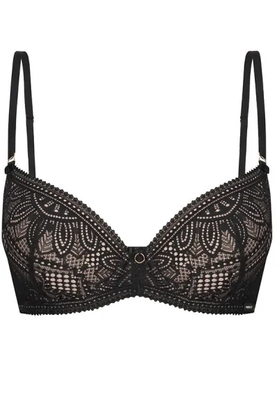 Push-up podprsenka Desire - ažurová krajka - Černo-béžová