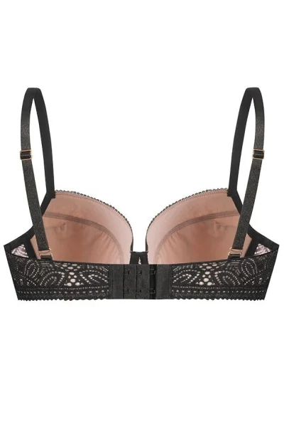 Push-up podprsenka Desire - ažurová krajka - Černo-béžová