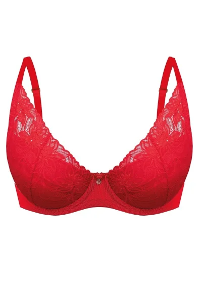 Push-up podprsenka Laura - s krajkou - Červená