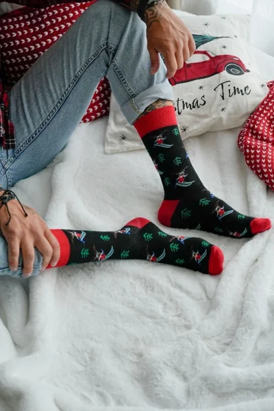 BLA Pánské ponožky 1290-031 - sobík na lyžích - Černá