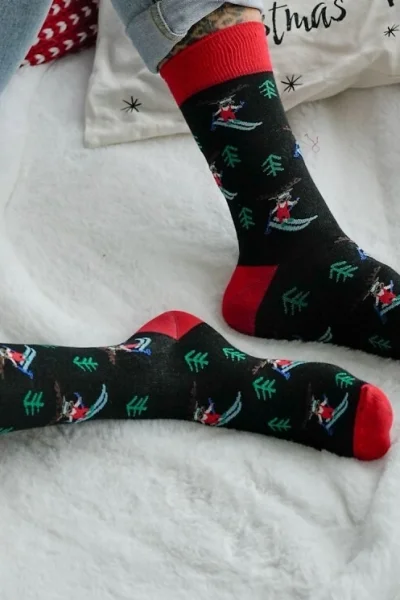 BLA Pánské ponožky 1290-031 - sobík na lyžích - Černá