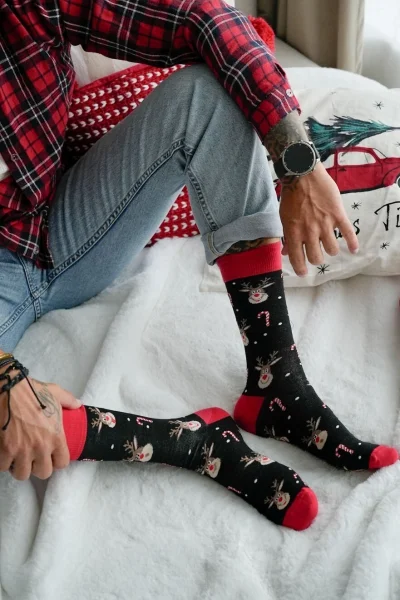 BLA Vánoční ponožky 1290-029 - sobík - Černá