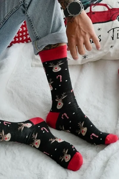 BLA Vánoční ponožky 1290-029 - sobík - Černá