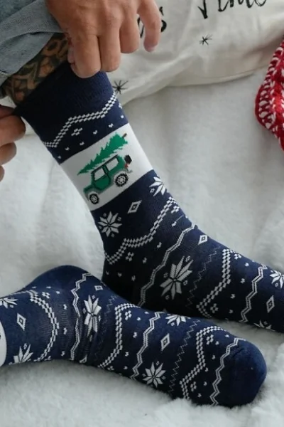 DARBLU Pánské ponožky 1290-030 - auto - Tmavě modrá