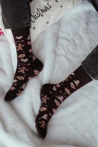 Vysoké ponožky 1290-037 - perníček - Hnědá