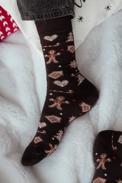 Vysoké ponožky 1290-037 - perníček - Hnědá