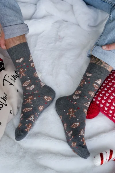 Vysoké ponožky 1290-037 - perníček - Tmavě šedá