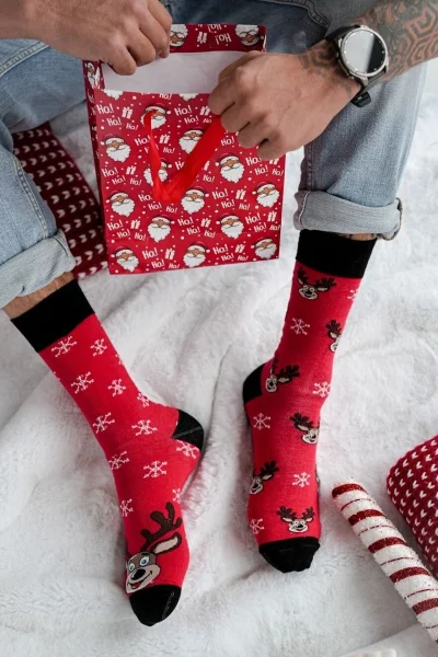 Pánské ponožky 1290-039 - sobíci - Červená