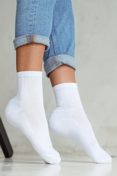 WHI Dámské ponožky 0071-001 - froté - Bílá